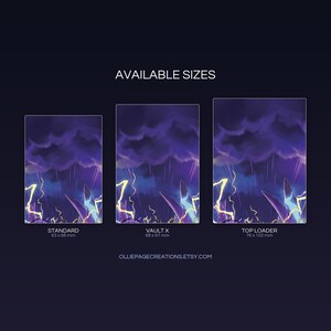 Helzephyr extended binder art size guide showing Standard, Vault X, and Top Loader printable card sleeve dimensions