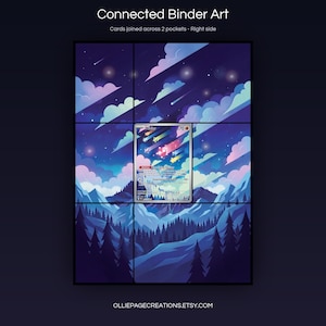Minior 201/182 connected binder art joining across two pockets, right side, printable extended card display for 9-pocket binders