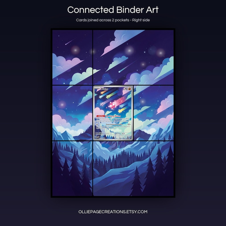 Minior 201/182 connected binder art joining across two pockets, right side, printable extended card display for 9-pocket binders