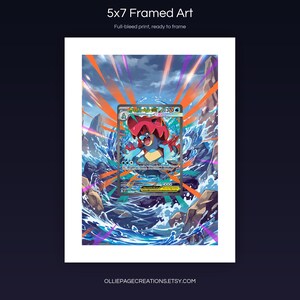 Mega Feraligatr EX 274/217 5x7 full-bleed framed art print, ready to frame, Ascended Heroes