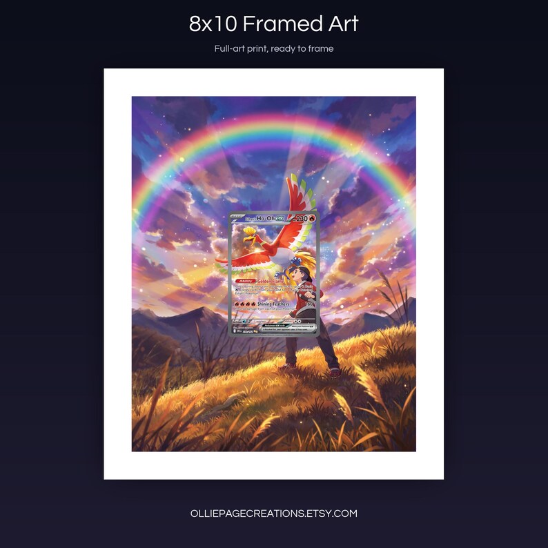 Ethan's Ho-Oh EX 230/182 8x10 full-art framed print, ready-to-frame extended art wall display, Destined Rivals