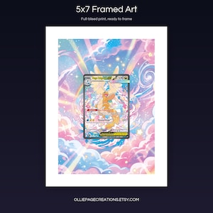 Mega Dragonite EX 290/217 5x7 full-bleed framed art print, ready to frame, Ascended Heroes