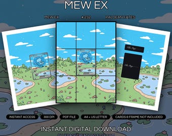 Mew EX 232/091 - Ensemble d'illustrations pour classeur et d'impressions encadrables | Présentoir 9 pochettes - Formats : 8x10, 5x7, 4x6 | Paldean Fates