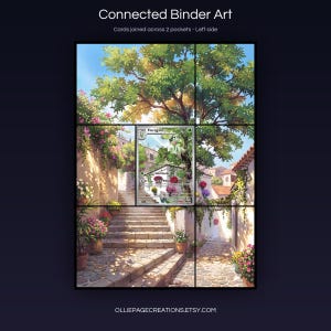 Floragato 197/193 connected binder art joining across two pockets, left side, printable extended card display for 9-pocket binders