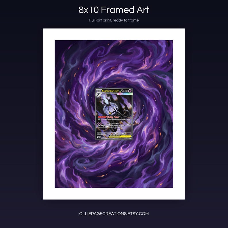 Mega Chandelure EX 115/084 8x10 full-art framed print, ready-to-frame extended art wall display, Pitch Black
