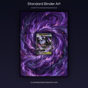 Mega Chandelure EX 115/084 extended art 3x3 grid layout, full 9-pocket binder page display printable, Pitch Black collector insert