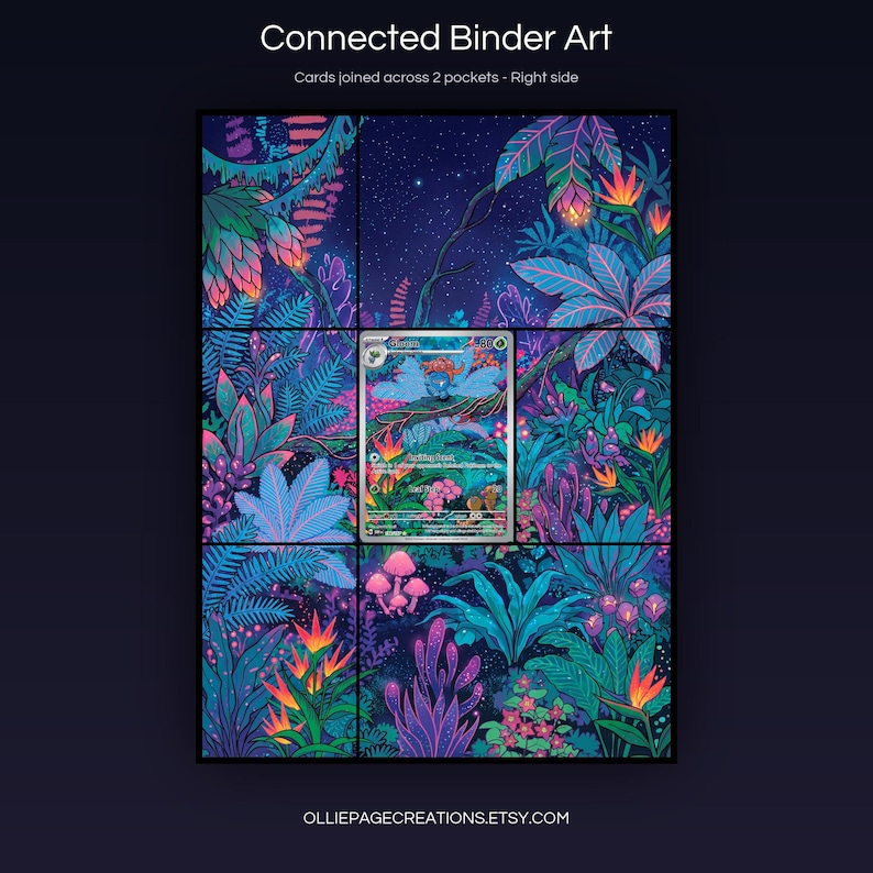 Gloom 198/197 connected binder art joining across two pockets, right side, printable extended card display for 9-pocket binders