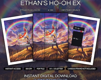 Ethan's Ho-Oh EX 230/182 Raccolta di illustrazioni e stampe incorniciabili / Espositore a 9 tasche con illustrazioni estese / 8x10 5x7 4x6 / Rivali del destino