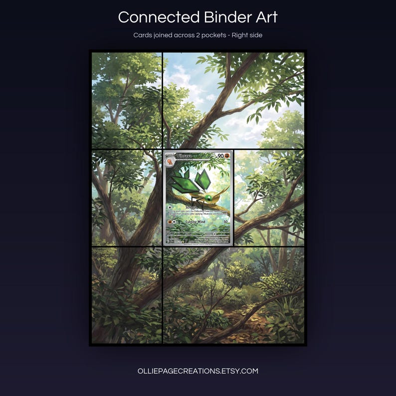 Vibrava 206/191 connected binder art joining across two pockets, right side, printable extended card display for 9-pocket binders