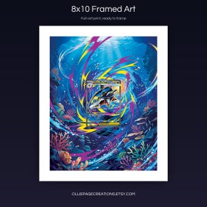 Mega Sharpedo EX 127/094 8x10 full-art framed print, ready-to-frame extended art wall display, Phantasmal Flames