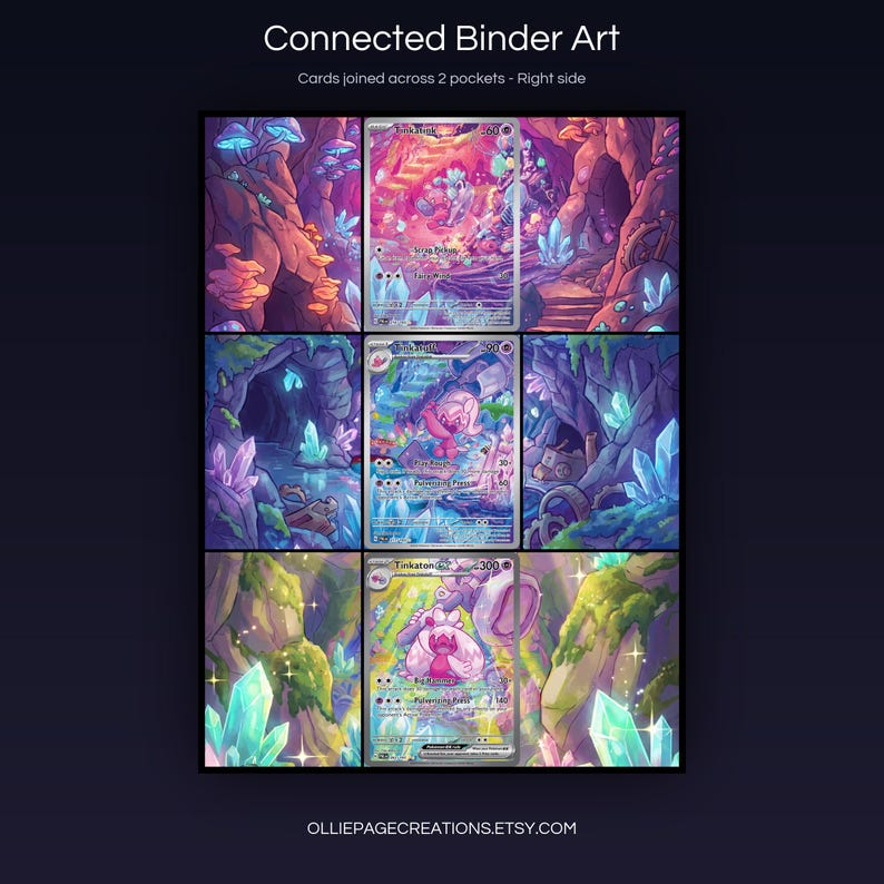 Tinkaton Evolution 216 + 217 + 262 connected binder art joining across two pockets, right side, printable extended card display for 9-pocket binders