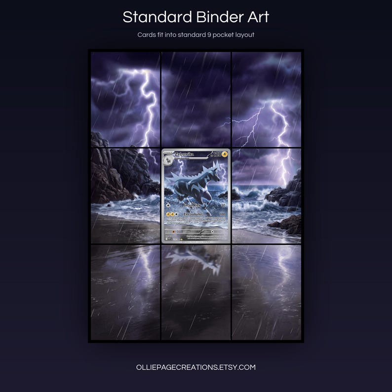 Zebstrika 115/086 extended art 3x3 grid layout, full 9-pocket binder page display printable, White Flare collector insert