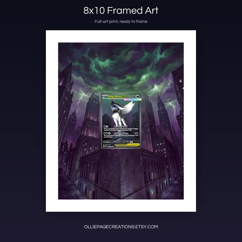 Mega Absol EX 180/132 8x10 full-art framed print, ready-to-frame extended art wall display, Mega Evolution