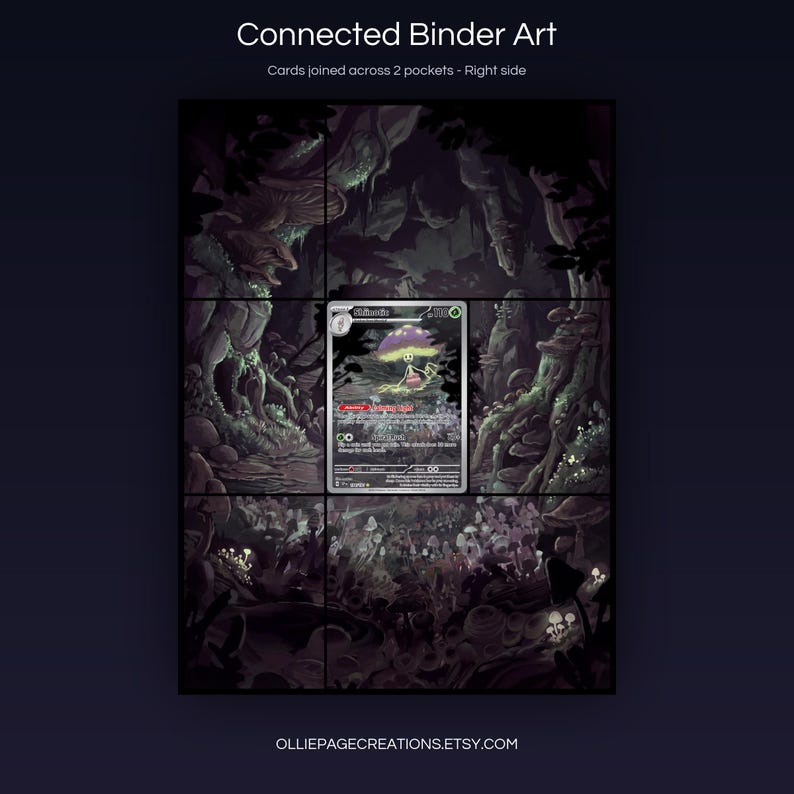 Shiinotic 194/191 connected binder art joining across two pockets, right side, printable extended card display for 9-pocket binders