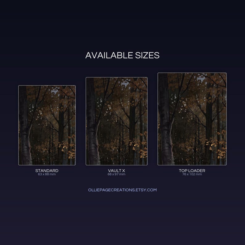 Blitzle extended binder art size guide showing Standard, Vault X, and Top Loader printable card sleeve dimensions