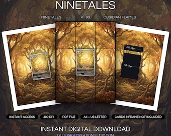 Ninetales 199/197 Binder Art + Framable Print Bundle | Extended Art 9-Pocket Display | 8x10 5x7 4x6 | Obsidian Flames