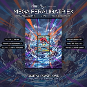 Mega Feraligatr EX 274/217 Extended Art Print | Ascended Heroes Binder Display (Digital Download)