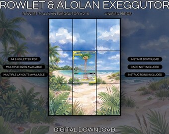 Rowlet y Exeggutor de Alola 215/236 Lámina de arte extendida / Exhibidor de carpeta de Mentes Unificadas (Descarga digital)