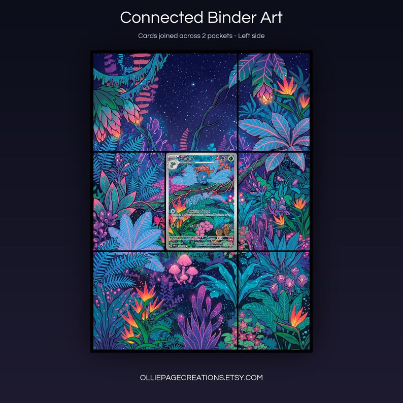 Gloom 198/197 connected binder art joining across two pockets, left side, printable extended card display for 9-pocket binders