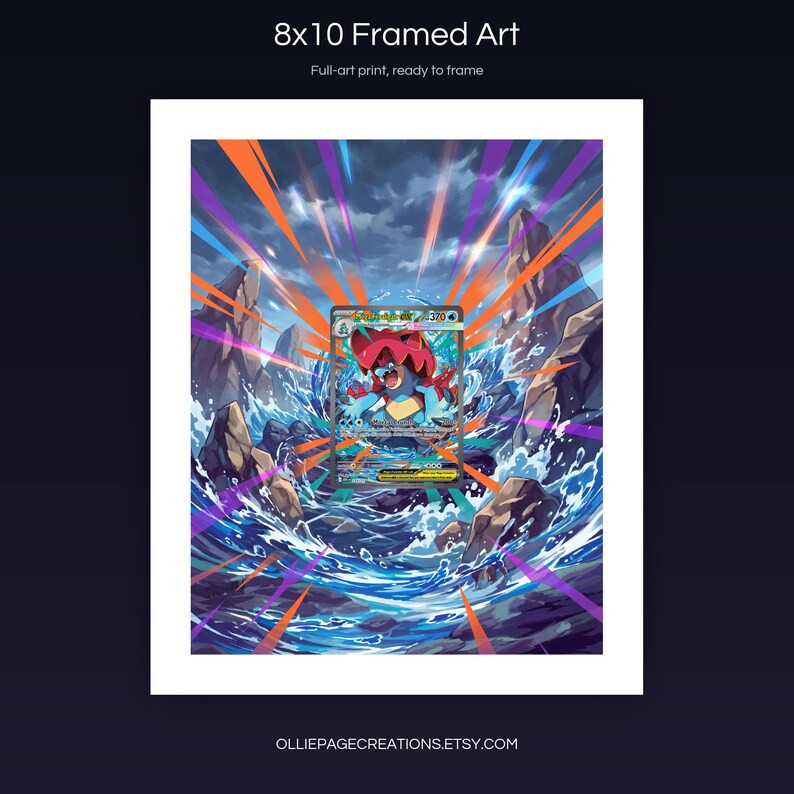 Mega Feraligatr EX 274/217 8x10 full-art framed print, ready-to-frame extended art wall display, Ascended Heroes