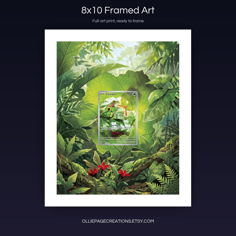 Caterpie 172/165 8x10 full-art framed print, ready-to-frame extended art wall display, S&V 151