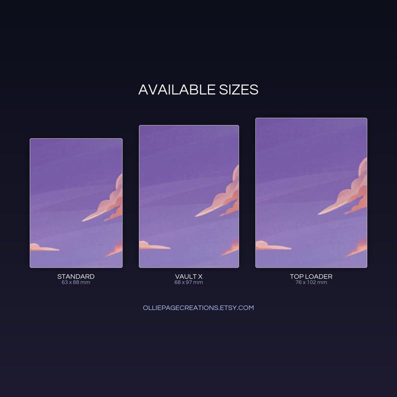 Charizard EX extended binder art size guide showing Standard, Vault X, and Top Loader printable card sleeve dimensions