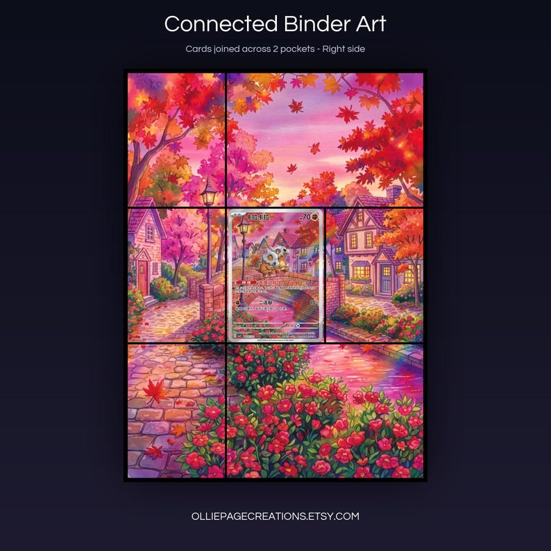 Cubone 407/07 connected binder art joining across two pockets, right side, printable extended card display for 9-pocket binders