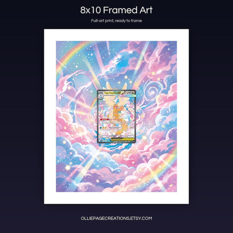 Mega Dragonite EX 290/217 8x10 full-art framed print, ready-to-frame extended art wall display, Ascended Heroes