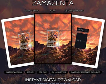 Zamazenta 201/182 Carpeta de arte + Paquete de láminas para enmarcar / Exhibidor de arte extendido de 9 bolsillos / 8x10 5x7 4x6 / Rivales predestinados
