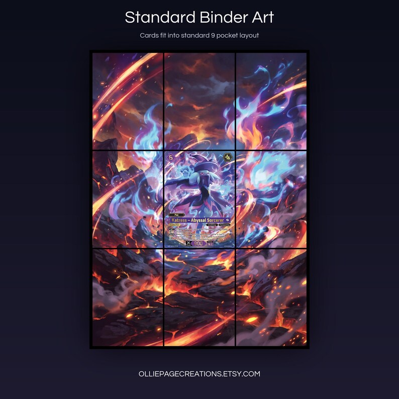 Katress BP01-075-SP extended art 3x3 grid layout, full 9-pocket binder page display printable, Dawn of Palapagos collector insert