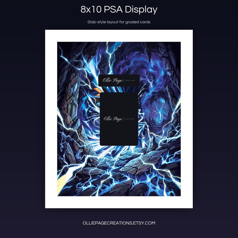 Mega Zeraora EX 114/084 8x10 PSA slab-style display layout for graded card presentation, Pitch Black