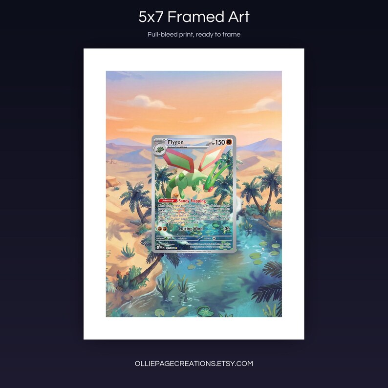 Flygon 101/094 5x7 full-bleed framed art print, ready to frame, Phantasmal Flames