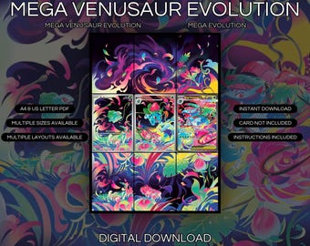Mega Venusaur Evolution 133 + 134 + 177 Extended Art Print | Mega Evolution Binder Display (Digital Download)