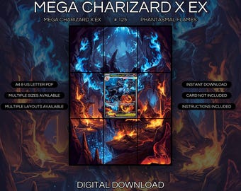 Mega Charizard X EX 125/094 Extended Art Print | Phantasmal Flames Binder Display (Digital Download)