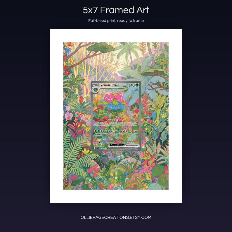 Venusaur EX 198/165 5x7 full-bleed framed art print, ready to frame, S&V 151