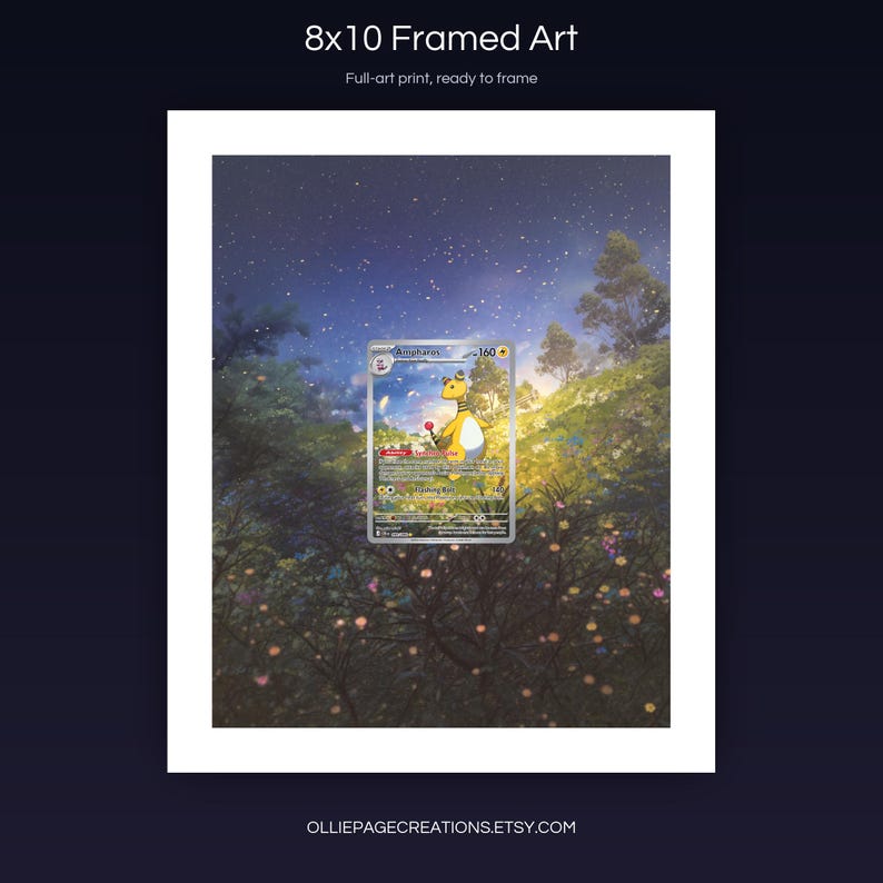 Collector bundle feature overview for Ampharos extended binder art — binder page grids plus 8x10