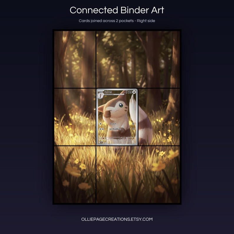 Furret 168/159 connected binder art joining across two pockets, right side, printable extended card display for 9-pocket binders