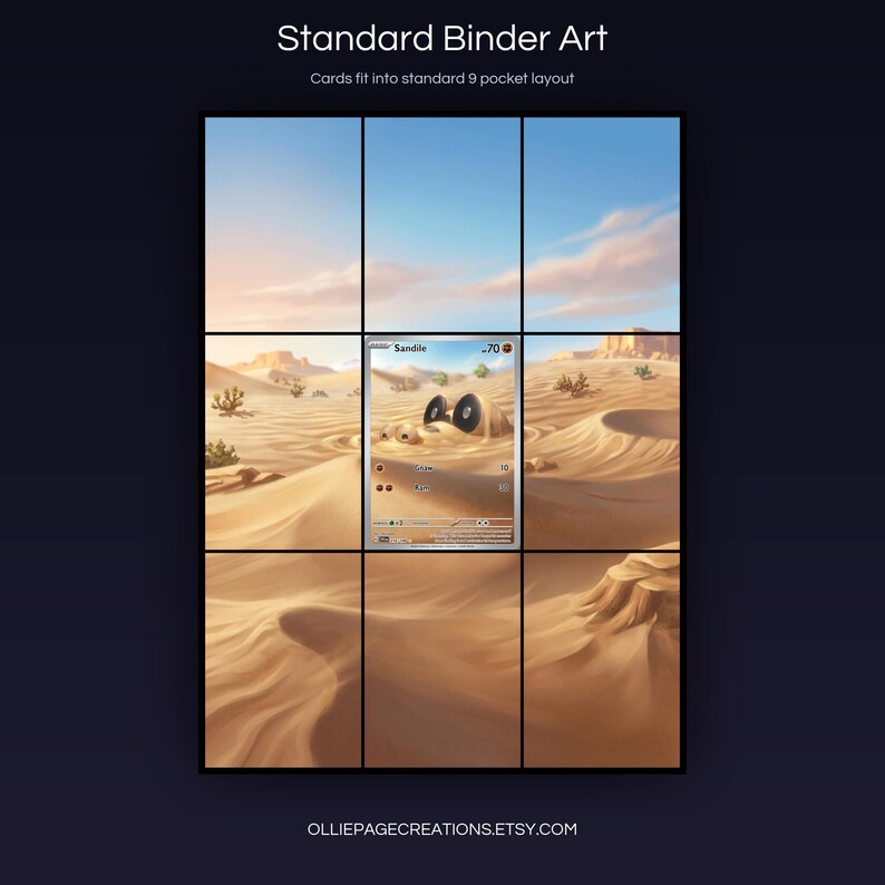 Sandile 216/198 extended art 3x3 grid layout, full 9-pocket binder page display printable, Scarlet & Violet collector insert