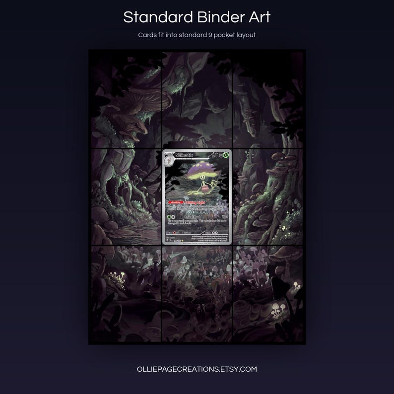 Shiinotic 194/191 extended art 3x3 grid layout, full 9-pocket binder page display printable, Surging Sparks collector insert