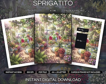 Sprigatito 196/193 Binder Art + Framable Print Bundle | Extended Art 9-Pocket Display | 8x10 5x7 4x6 | Paldea Evolved