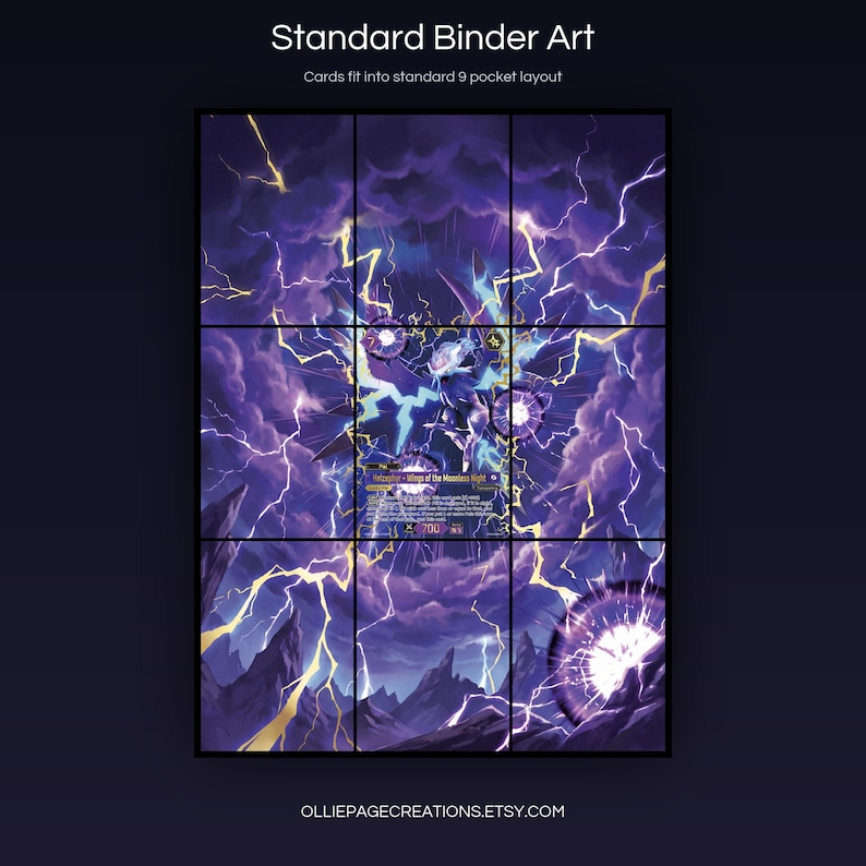 Helzephyr BP01-073-SSP extended art 3x3 grid layout, full 9-pocket binder page display printable, Dawn of Palapagos collector insert