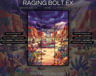 Lámina artística extendida de Raging Bolt EX 208/162 / Exhibidor de carpeta de Fuerzas Temporales (Descarga digital)
