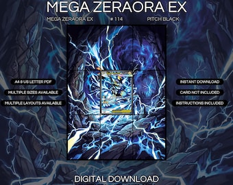 Mega Zeraora EX 114/084 Extended Art Print | Pitch Black Binder Display (Digital Download)