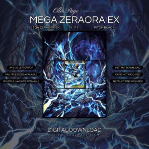 Mega Zeraora EX 114/084 Extended Art Print | Pitch Black Binder Display (Digital Download)
