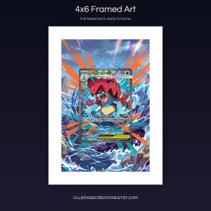 Mega Feraligatr EX 274/217 4x6 full-bleed framed art print, ready to frame, Ascended Heroes