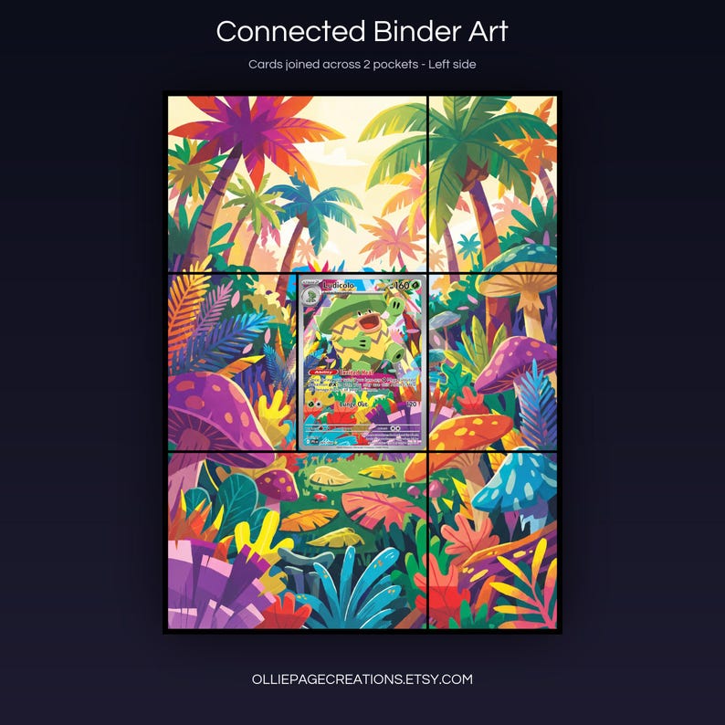 Ludicolo 095/094 connected binder art joining across two pockets, left side, printable extended card display for 9-pocket binders