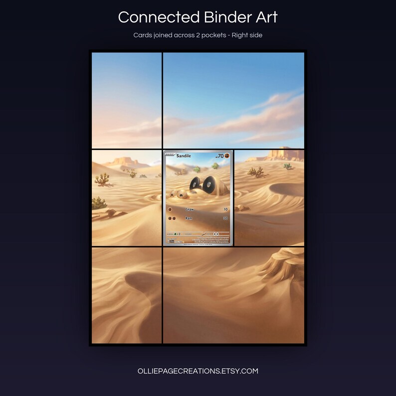 Sandile 216/198 connected binder art joining across two pockets, right side, printable extended card display for 9-pocket binders