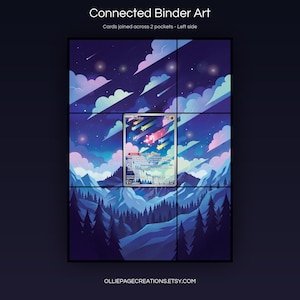 Minior 201/182 connected binder art joining across two pockets, left side, printable extended card display for 9-pocket binders