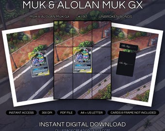 Muk & Alolan Muk GX 197/214 Ringbandkunst + Inlijstbare Print Bundel | Uitgebreide Kunstdisplay met 9 Vakken | 8x10 5x7 4x6 | Unbroken Bonds