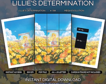 Lillie's Determination 184/132 Binder Art + Framable Print Bundle | Extended Art 9-Pocket Display | 8x10 5x7 4x6 | Mega Evolution